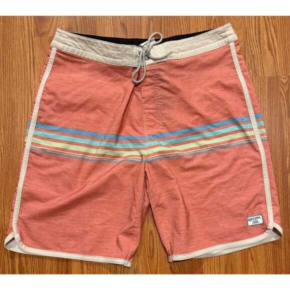 Rip Curl Mirage Ultimate Board Shorts Mens 32 8" Striped Swim Trunks - Picture 1 of 6